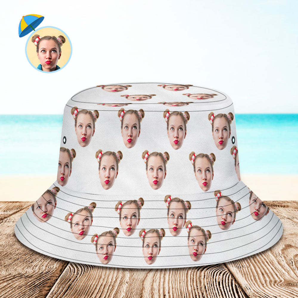 Passen Sie Ihren Sommer-fischerhut Mit Ihrem Fotogesicht An – Weiß - dephotoblanket