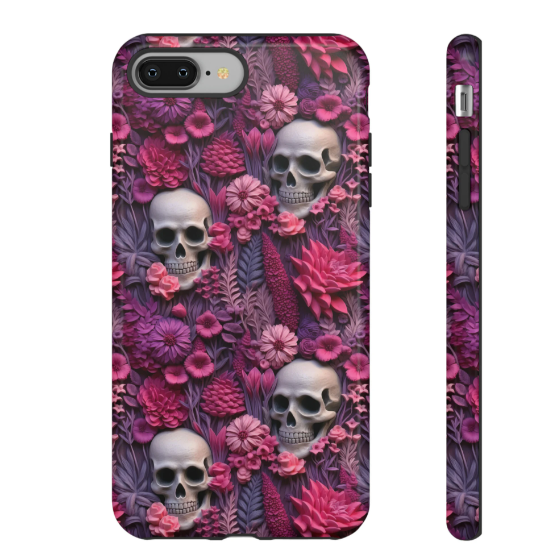 Valentinstag-skelette In Blühender Handyhülle | Gestickte Valentinstag Cottagecore Floral Skull Handyhülle Für Iphone | Pixel | Samsung