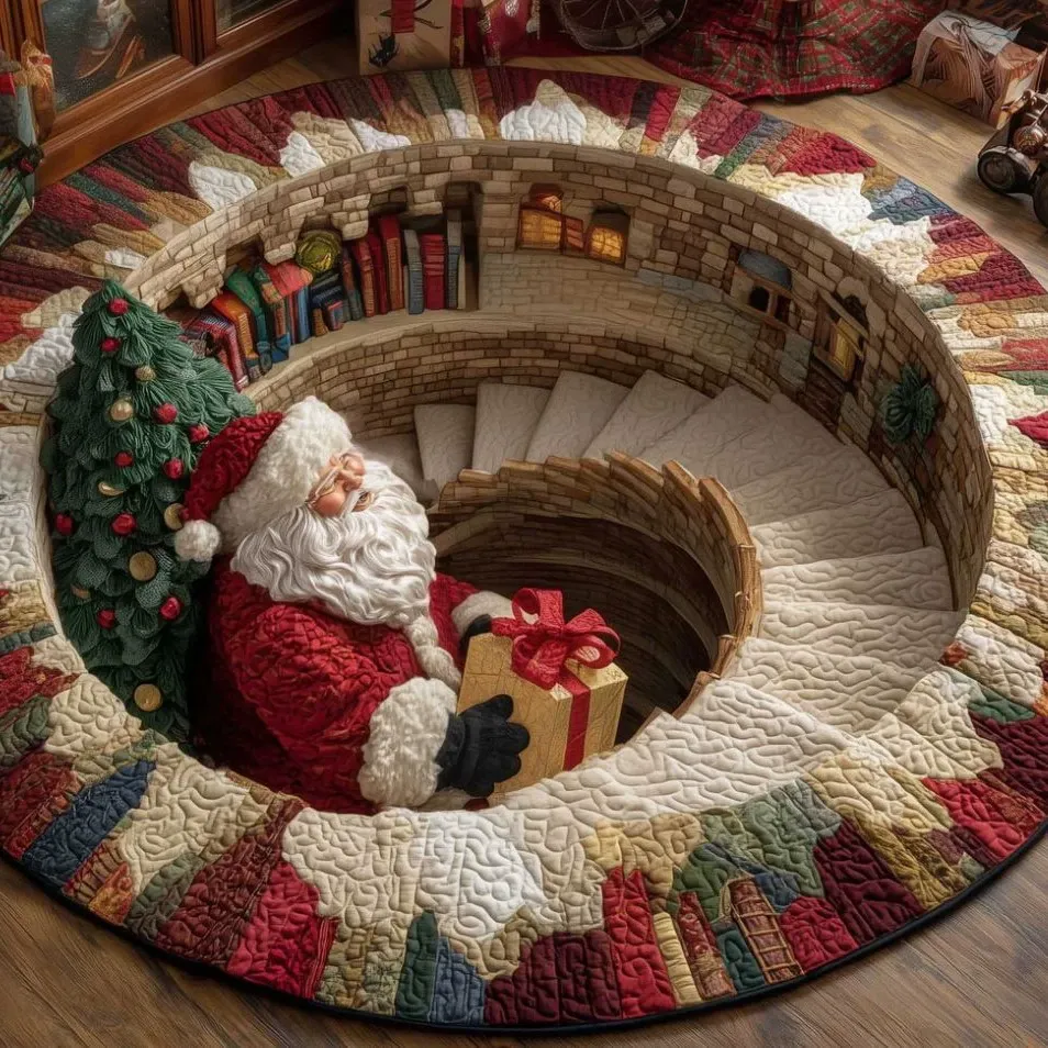 Grüner Zwerg-Vortex-Weihnachtsteppich – Runder Zwerg-Weihnachtsteppich Für Die Weihnachtsdekoration - dephotoblanket