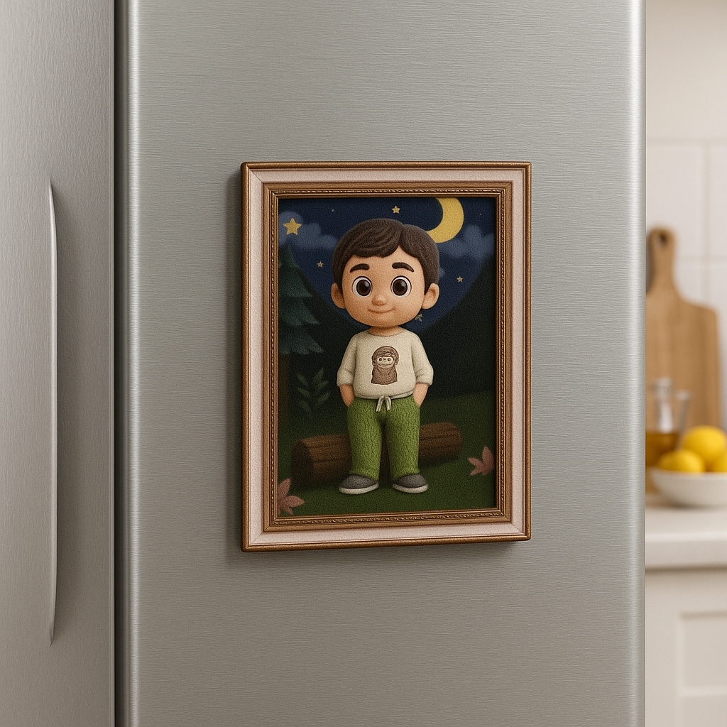 Kühlschrankmagnet Mit Actionfigur, 3d-effekt, Personalisiertes Portrait, Kühlschrankmagnete, Geschenk Für Die Familie - dephotoblanket