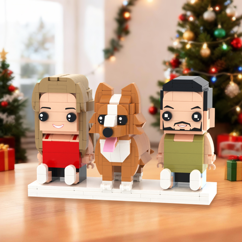 Personalisierte 3-personen-figuren Aus Bausteinen – Sitzende Figuren Zum Selbermachen – Universelles Steckspielzeug Aus Kunststoff – Weihnachtsgeschenk - dephotoblanket