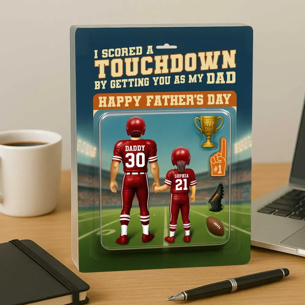 Ich Habe Einen Touchdown Erzielt Und Dich Als Meinen Vater Bekommen - Personalisierte Acrylblock-plakette Mit Individueller Figur, Vatertagsgeschenk Für Papa Oder Ehemann - dephotoblanket