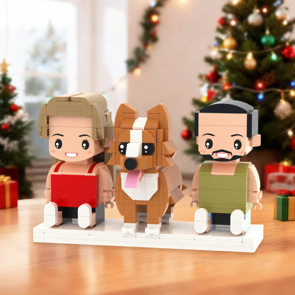 Individuell Gestaltbare Ganzkörper-spielfiguren Aus Bausteinen, Personalisierte Sitzende Spielfiguren Aus Bausteinen, Kinder Und Katze, Universelles Steckspielzeug Aus Kunststoff, Weihnachtsgeschenk - dephotoblanket