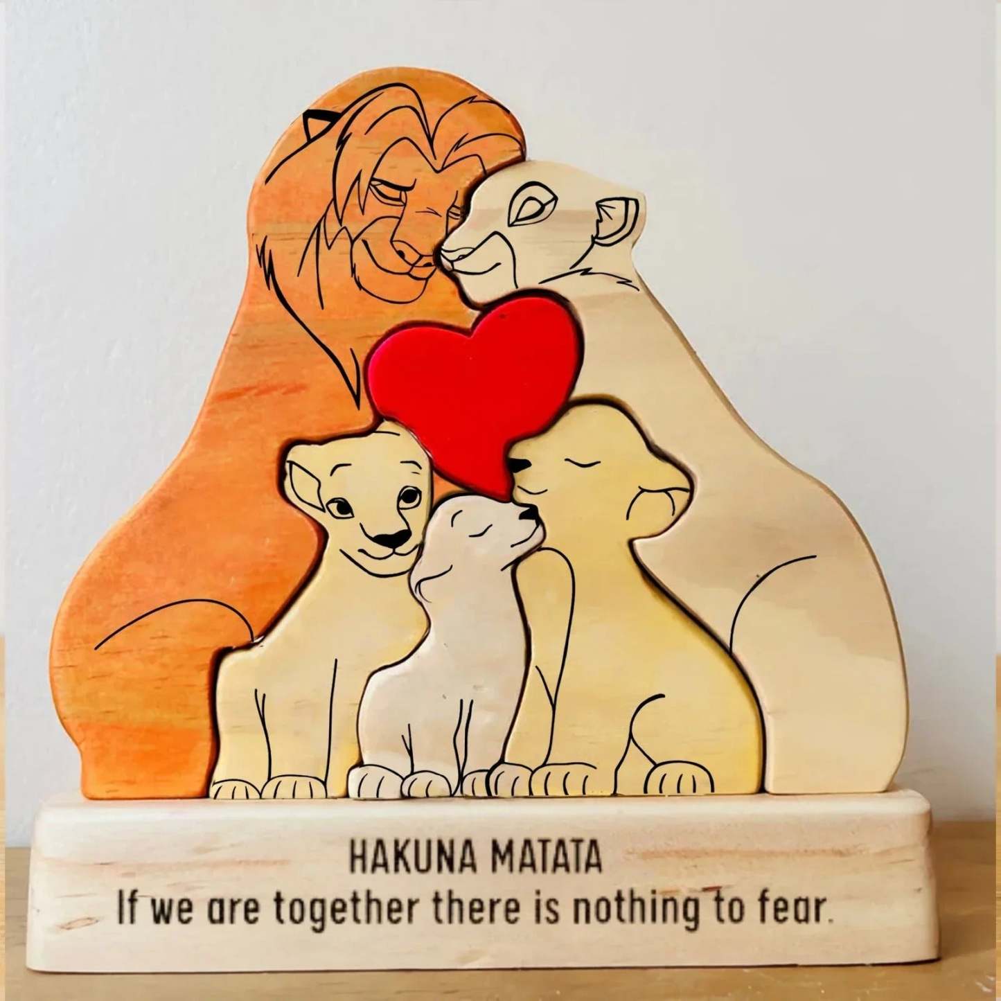 Holz Löwen Familie Benutzerdefinierte Namen Puzzle Home Decor Geschenke