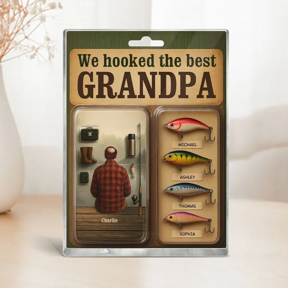 Personalisierte Acryl-blocktafel „wir Haben Den Besten Papa Und Opa Gehakt“ Mit Realistischem Figurendesign