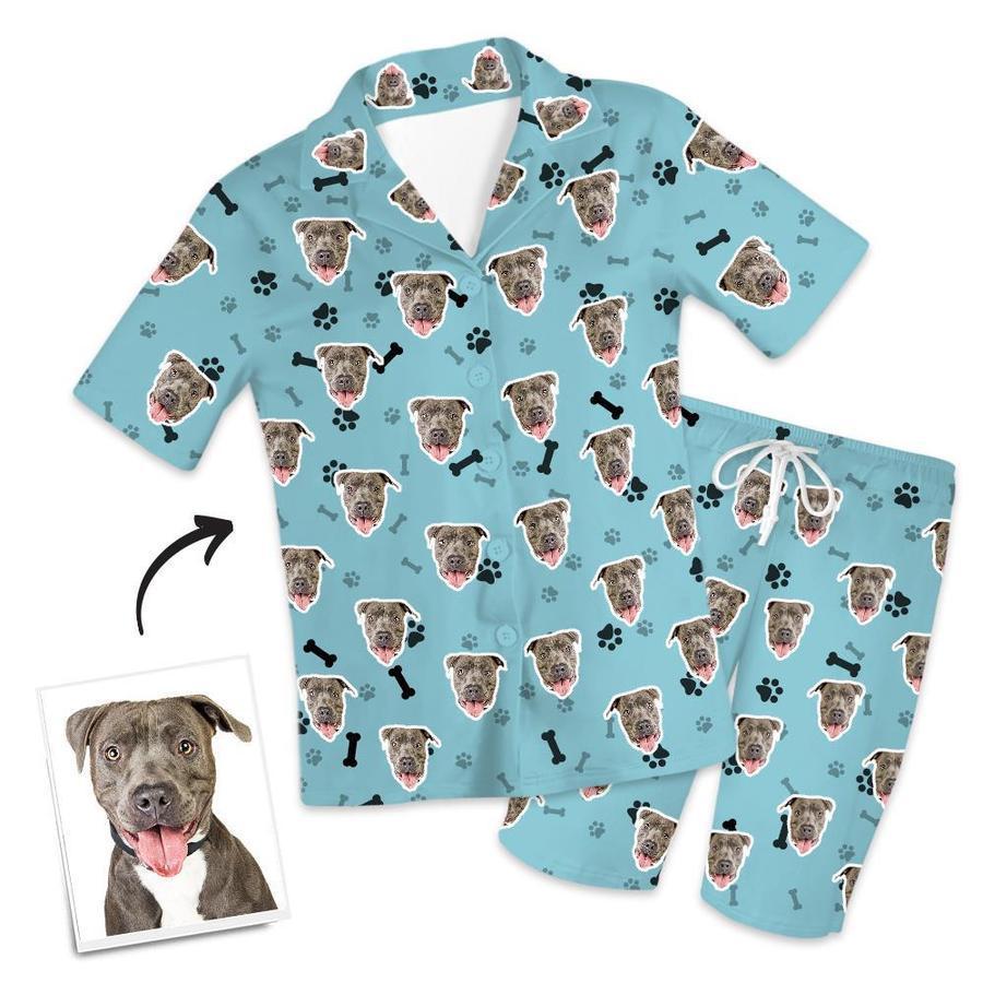 Personalisierter Foto-kurzarm-pyjama Home-pyjama-knochen - dephotoblanket