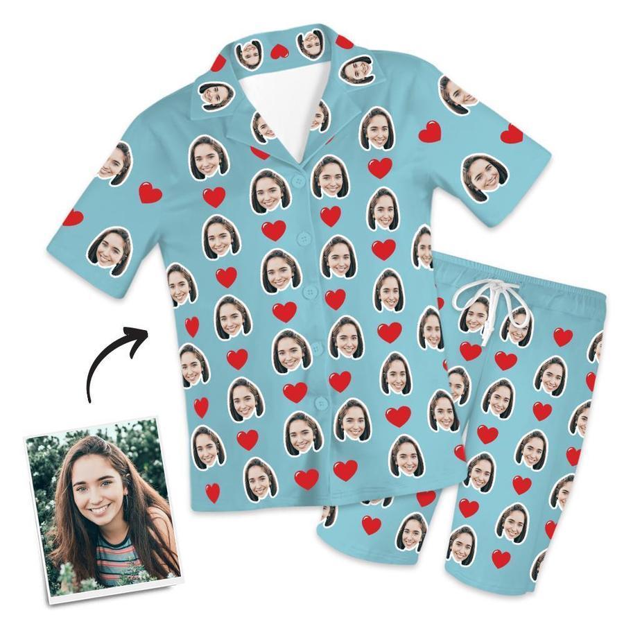 Personalisierter Foto-kurzarmpyjama Home-pyjama-herzen - dephotoblanket