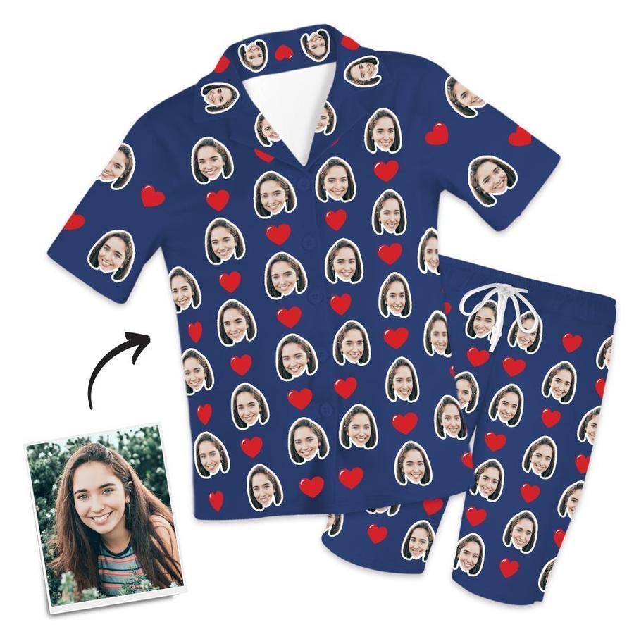 Personalisierter Foto-kurzarmpyjama Home-pyjama-herzen - dephotoblanket