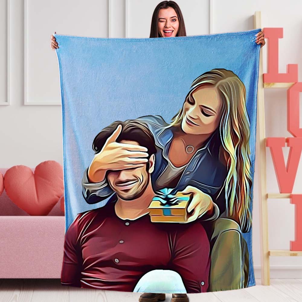 Valentinstag Geschenke Muttertagsgeschenk Benutzerdefinierte Decken Personalisierte Fotodecken Gemalte Kunst Porträt Fleece Decke