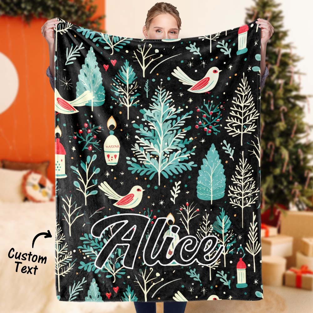Benutzerdefinierte Text-weihnachtsdecke Mit Dunklem Muster, Einzigartiges Geschenk Für Die Familie - dephotoblanket