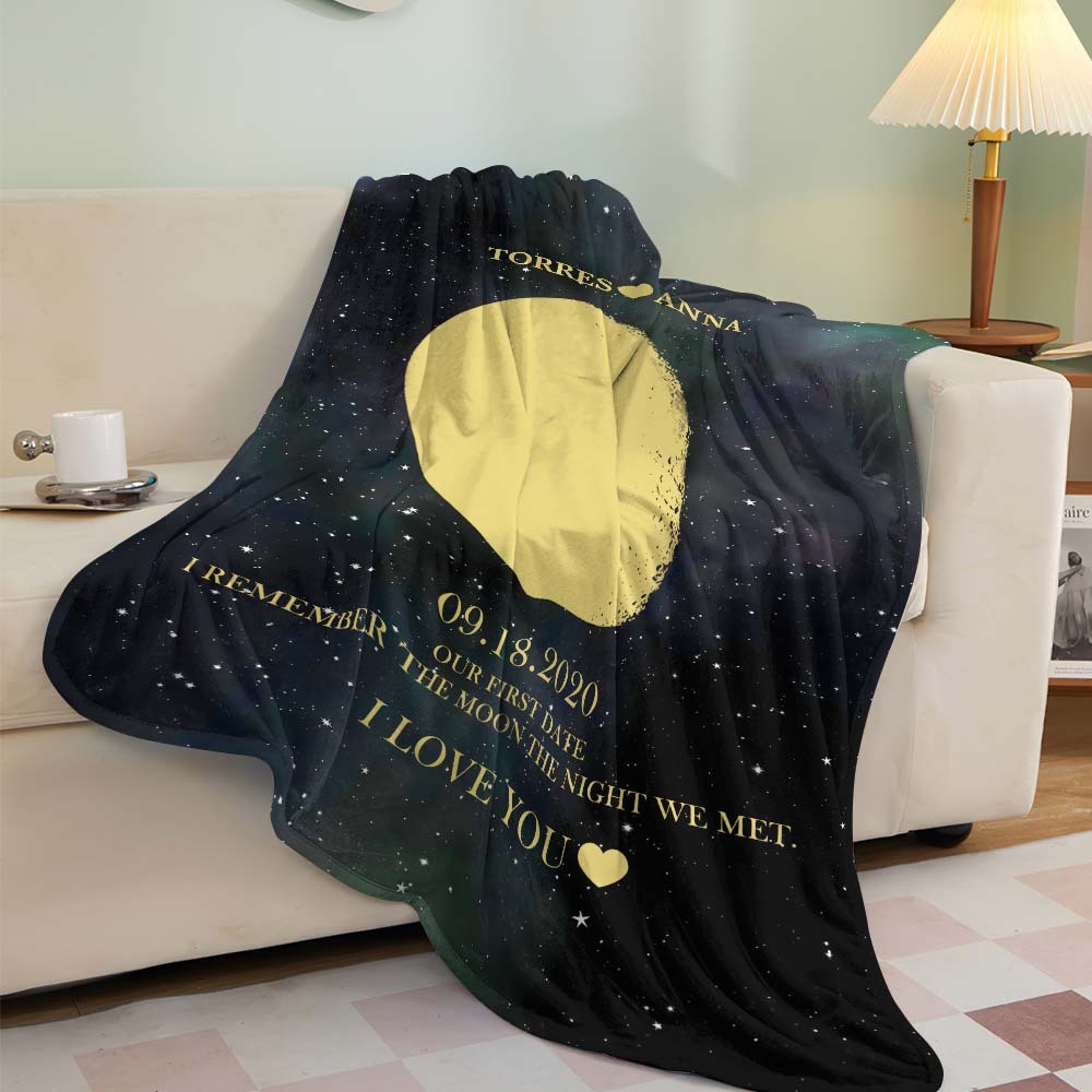 Benutzerdefinierte Mondphasendecke, Personalisierte Namen, Multistyle-hintergrunddecke, Geburtstagsgeschenk - dephotoblanket