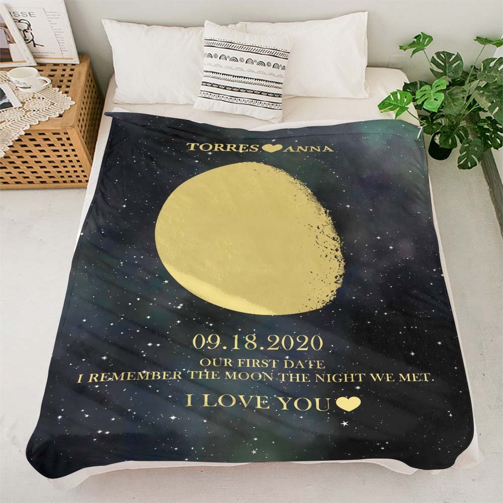 Benutzerdefinierte Mondphasendecke, Personalisierte Namen, Multistyle-hintergrunddecke, Geburtstagsgeschenk - dephotoblanket