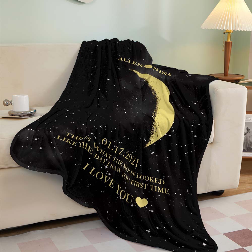 Benutzerdefinierte Mondphasendecke, Personalisierte Namen, Multistyle-hintergrunddecke, Geburtstagsgeschenk - dephotoblanket