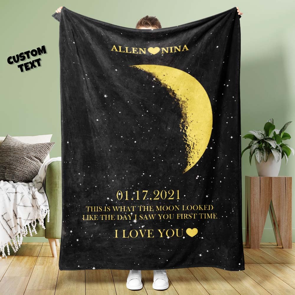 Benutzerdefinierte Mondphasendecke, Personalisierte Namen, Multistyle-hintergrunddecke, Geburtstagsgeschenk - dephotoblanket