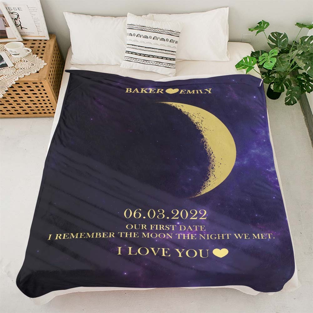 Benutzerdefinierte Mondphasendecke, Personalisierte Namen, Multistyle-hintergrunddecke, Geburtstagsgeschenk - dephotoblanket