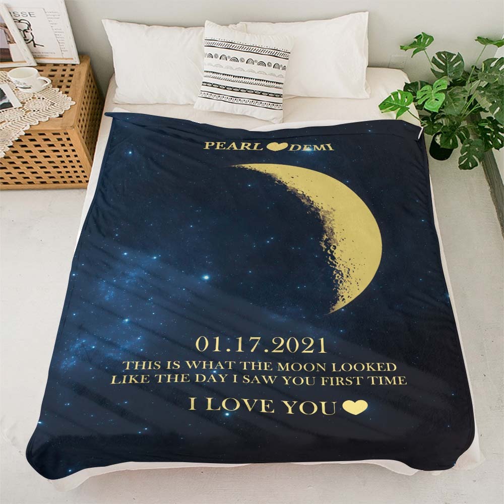 Benutzerdefinierte Mondphasendecke, Personalisierte Namen, Multistyle-hintergrunddecke, Geburtstagsgeschenk - dephotoblanket