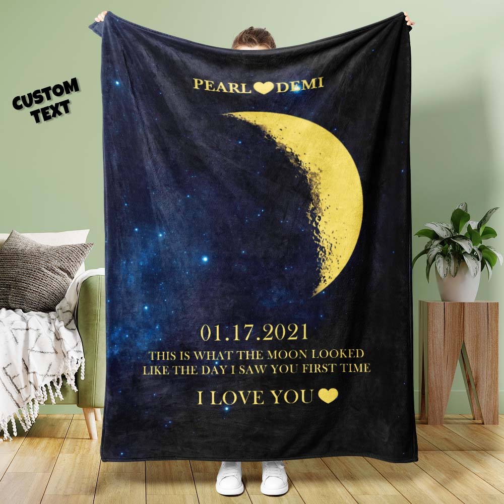Benutzerdefinierte Mondphasendecke, Personalisierte Namen, Multistyle-hintergrunddecke, Geburtstagsgeschenk - dephotoblanket