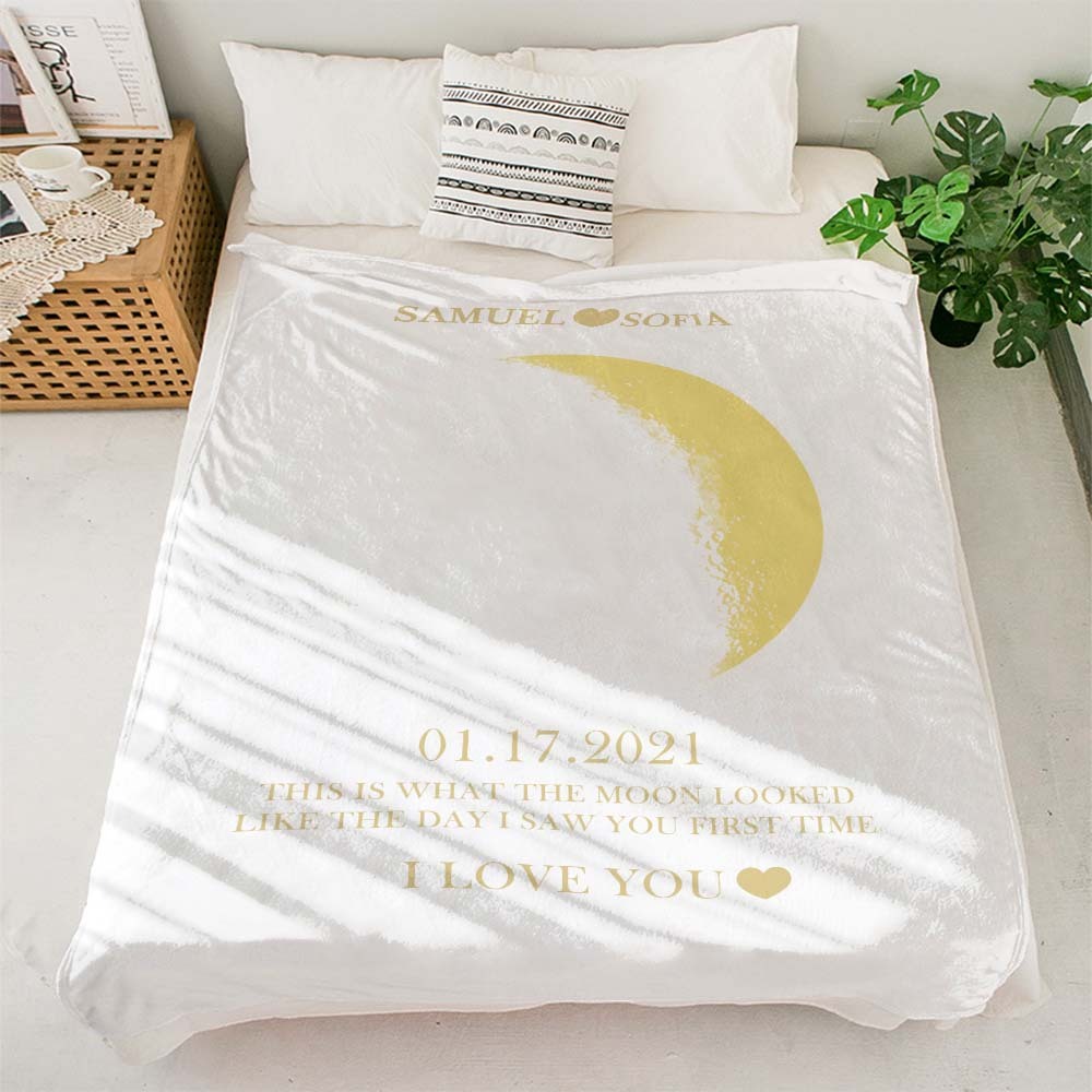 Benutzerdefinierte Mondphasendecke, Personalisierte Namen, Multistyle-hintergrunddecke, Geburtstagsgeschenk - dephotoblanket