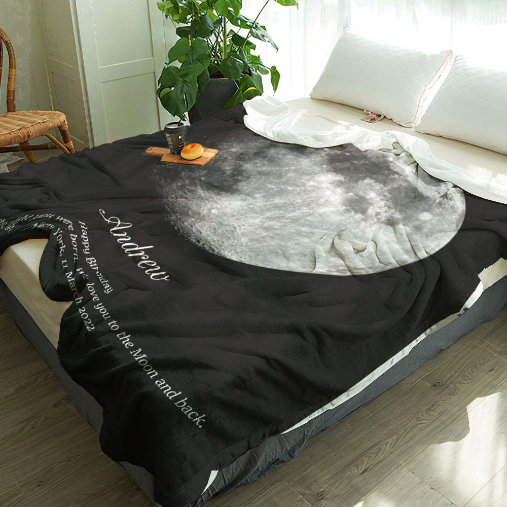 Benutzerdefinierte Mondphasendecke, Personalisierte Namen, Geburtstagsgeschenk - dephotoblanket