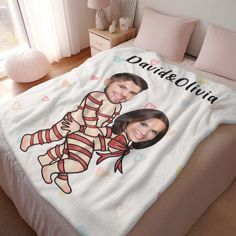 Decke Mit Individuellen Gesichtern Und Namen, Personalisierte Fotogeschenke Für Ihn