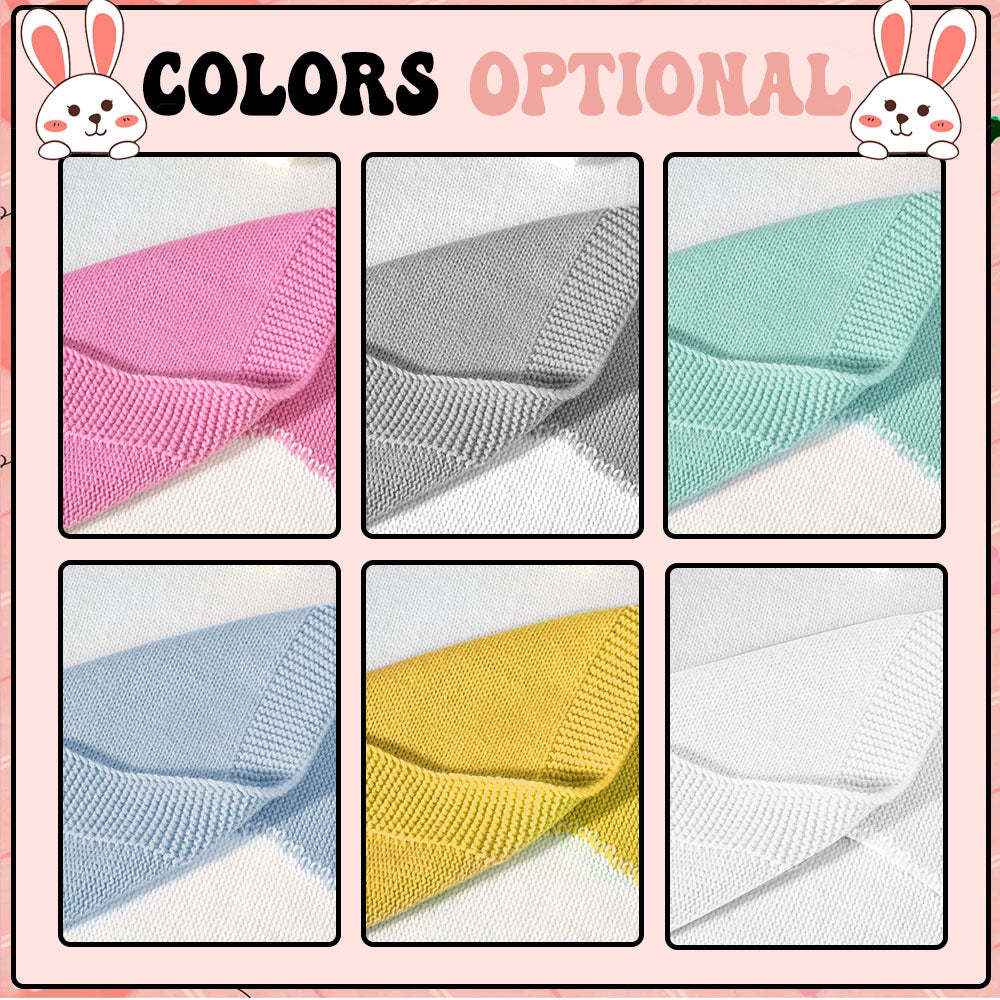 Personalisierte Strickdecke, Hasendecke Mit Gesticktem Namen, Geschenk Für Baby - dephotoblanket