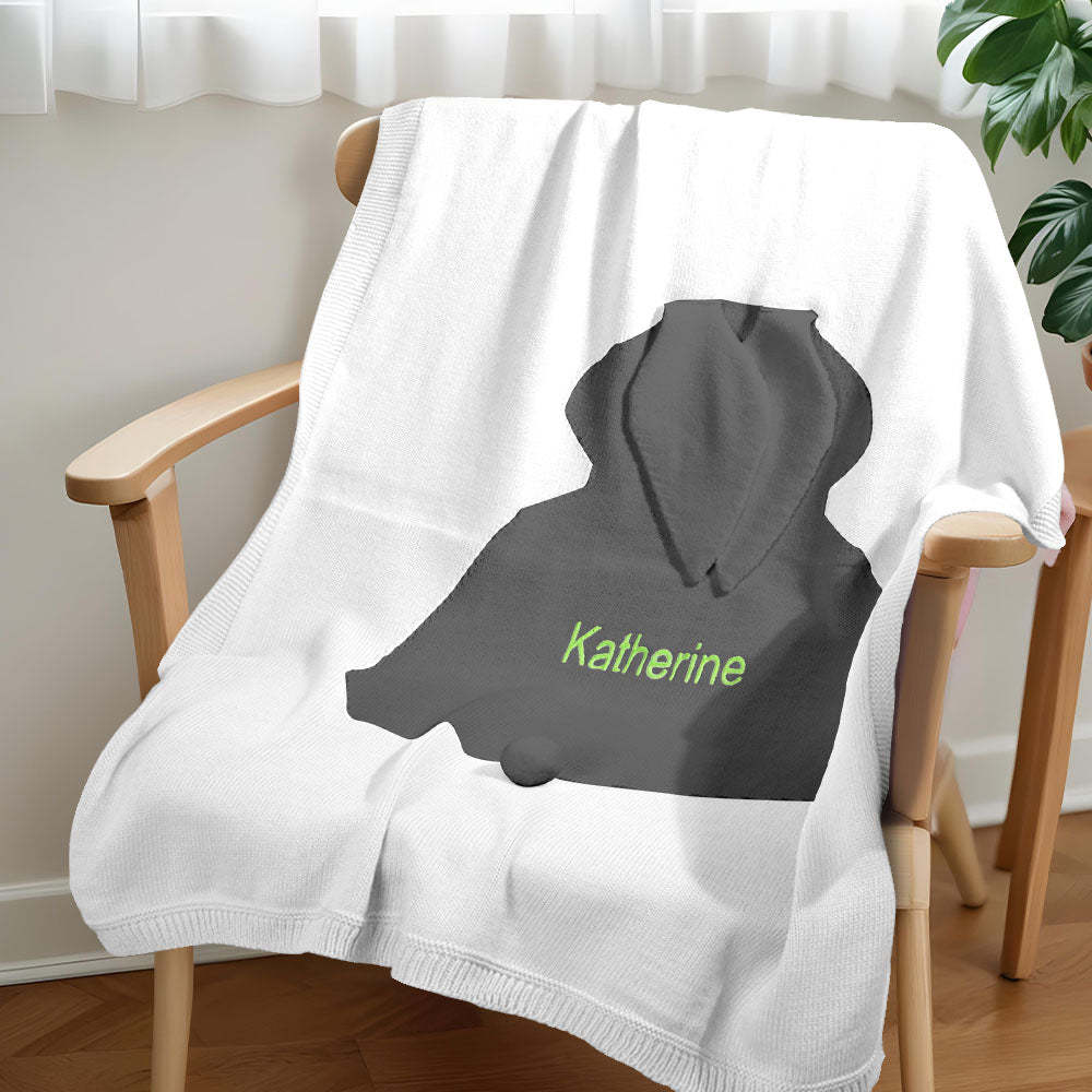 Personalisierte Strickdecke, Hasendecke Mit Gesticktem Namen, Geschenk Für Baby - dephotoblanket