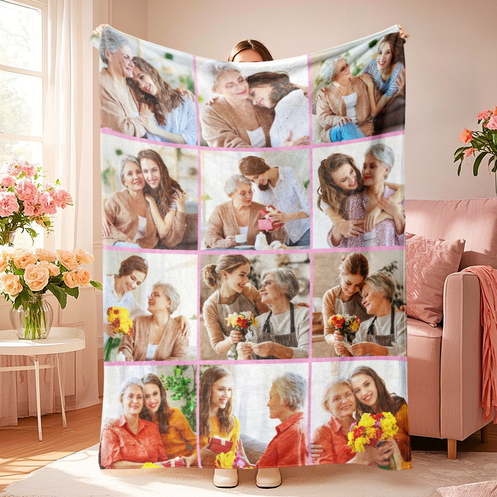 Benutzerdefinierte Fotodecke Collage Personalisiert Mehrere Fotos Mit Textdecke