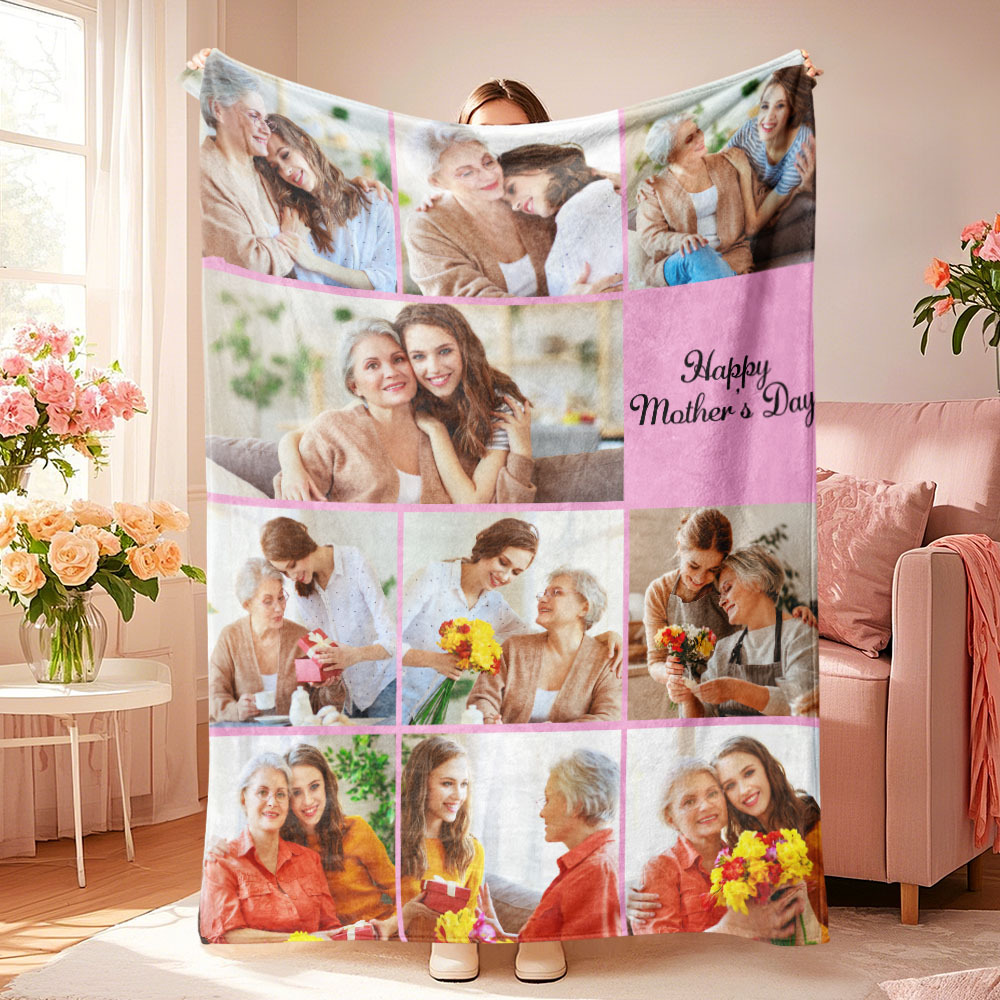 Benutzerdefinierte Fotodecke Collage Personalisiert Mehrere Fotos Mit Textdecke