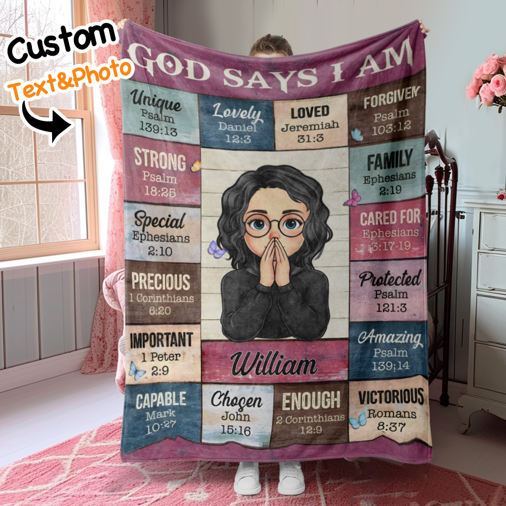 Gott Sagt, Ich Bin Eine Personalisierte Decke, Bedeutungsvolles Geschenk Zum Geburtstag - dephotoblanket