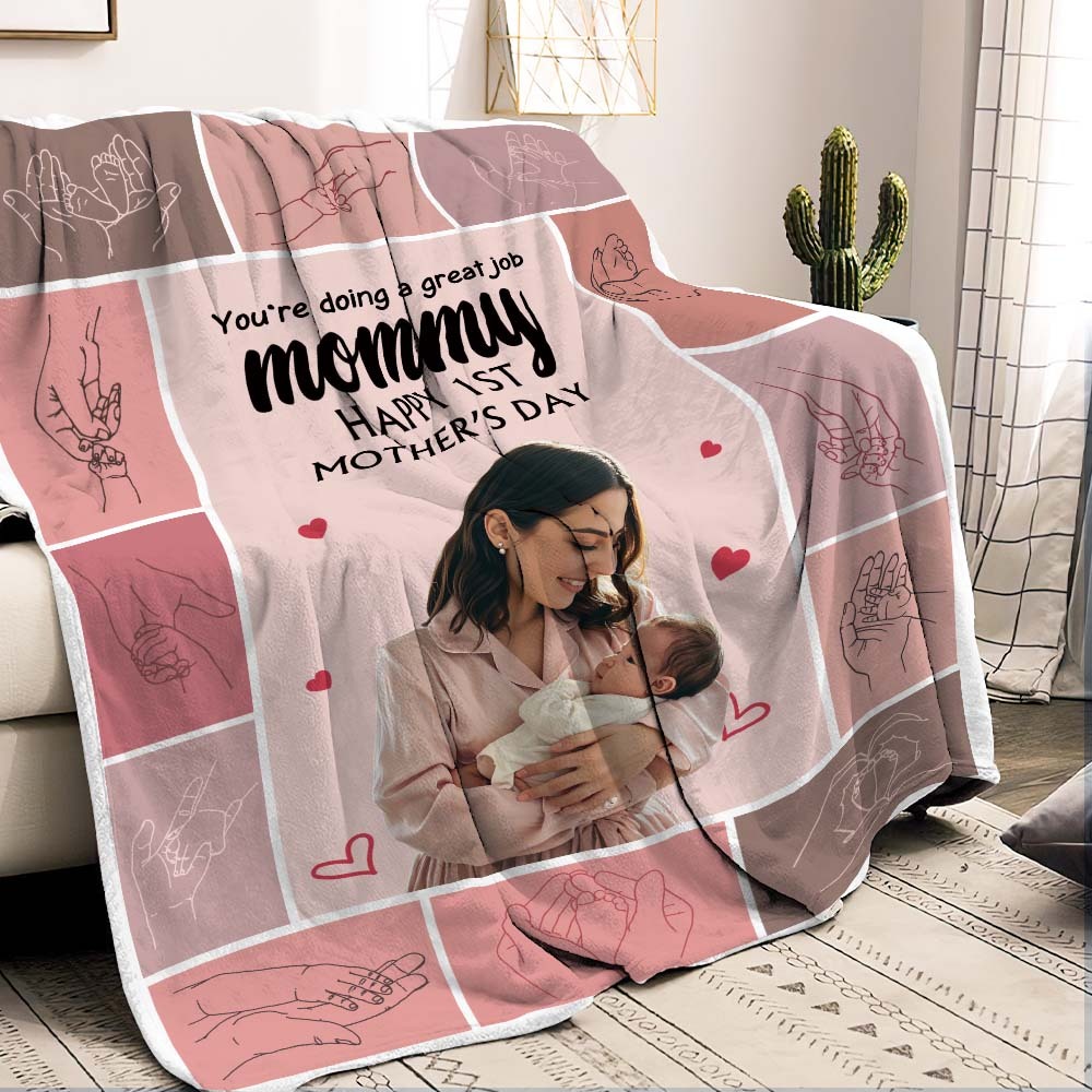 Unser Erster Muttertag – Personalisierte Fotodecke Für Junge Mamas - Muttertag