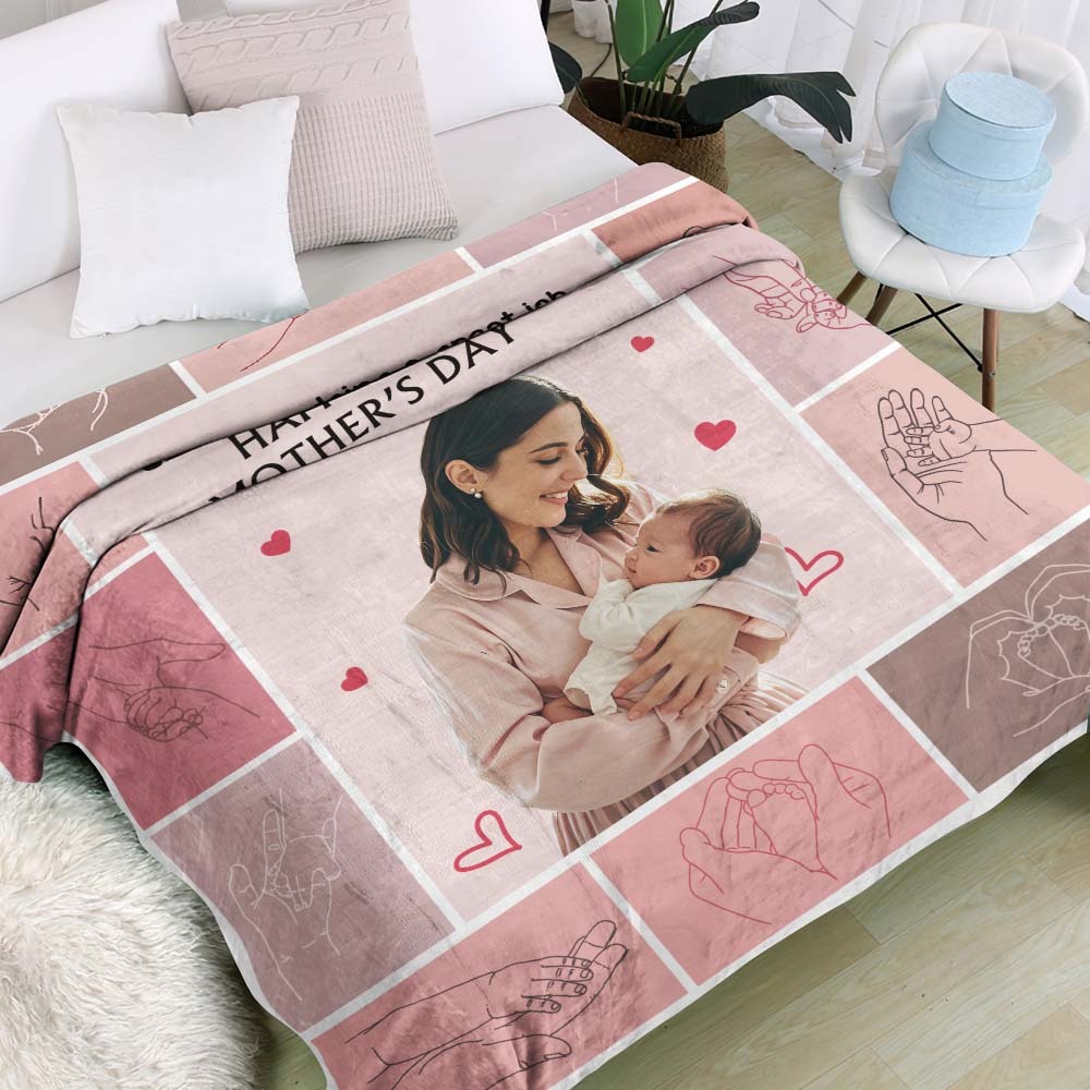 Unser Erster Muttertag – Personalisierte Fotodecke Für Junge Mamas - Muttertag