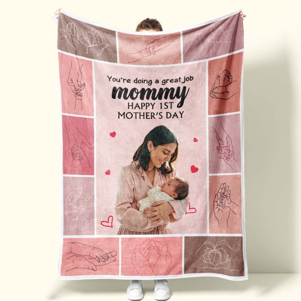 Unser Erster Muttertag – Personalisierte Fotodecke Für Junge Mamas - Muttertag