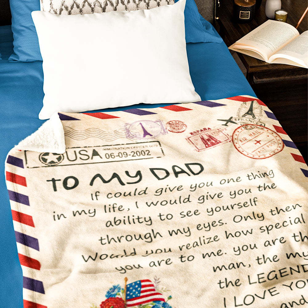 Vatertagsgeschenke Custom Blanket Letter To My Dad Personalisierte Namensdecke Air Mail Letter Blanket - dephotoblanket
