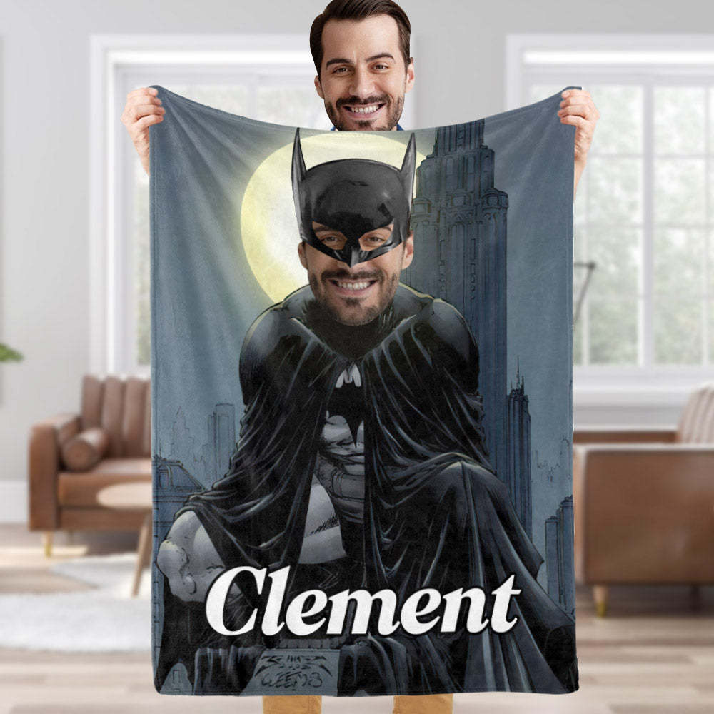 Benutzerdefinierte Gesichtsdecke, Personalisiertes Foto Und Text, Maskierte Batman-decke, Minime-decke, Bestes Geschenk Für Ihn - dephotoblanket