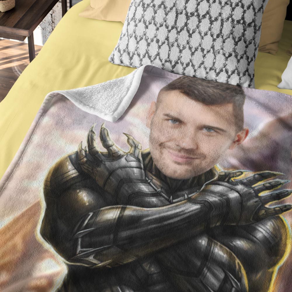 Kundengebundene Schwarze Panther-decke Kundenspezifische Foto-decke Personalisiertes Gesichts-decken-geschenk Für Ihn - dephotoblanket