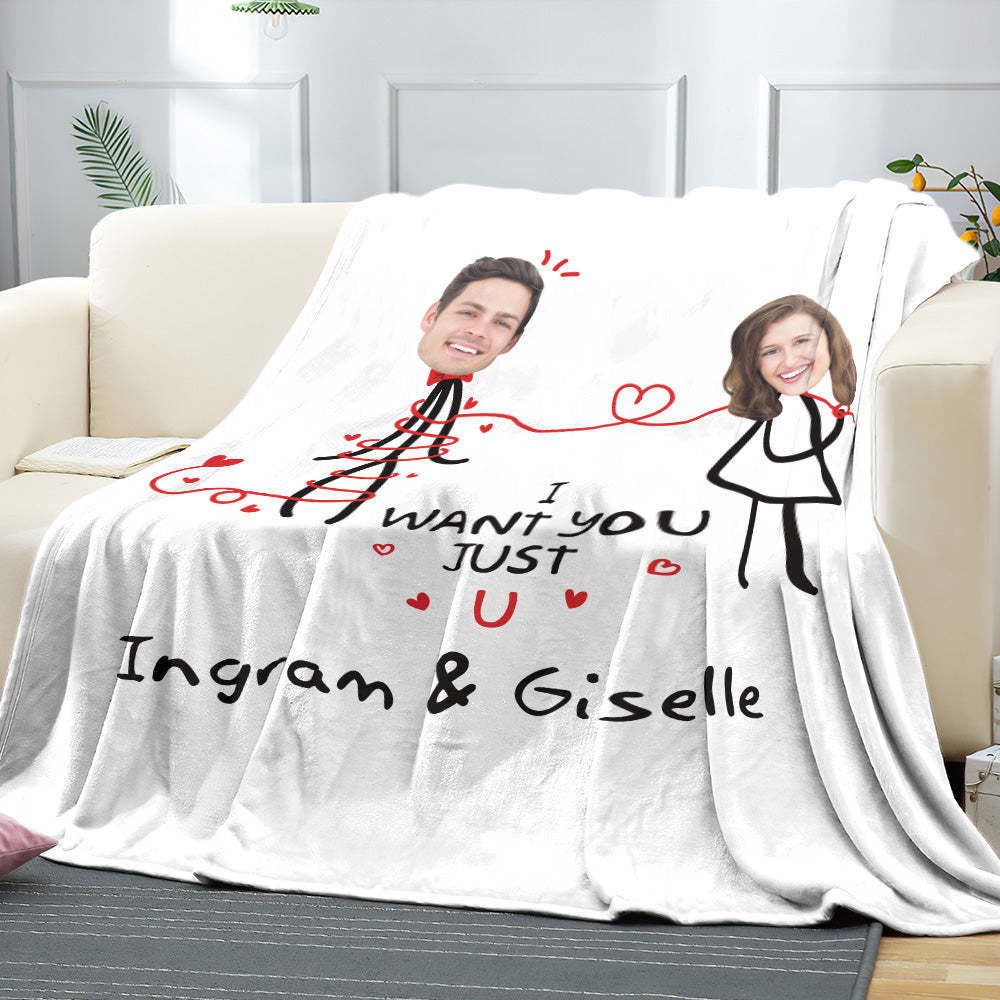 Kundenspezifische Matchmaker-gesichtsdecke Ich Möchte Nur U Personalisierte Paar-fotodecke Valentinstagsgeschenk - dephotoblanket