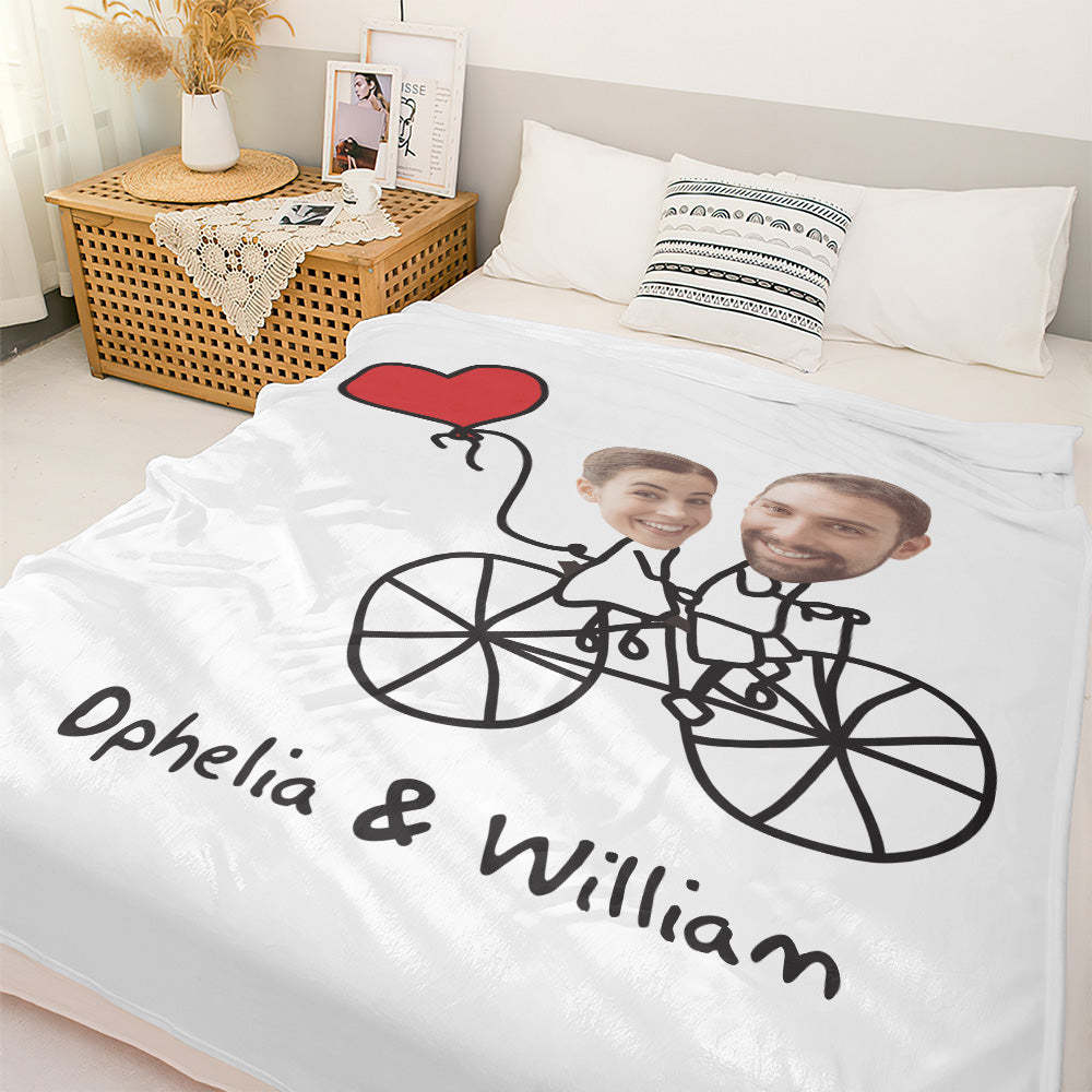 Custom Matchmaker Face Blanket Love Bike Personalisiertes Paar Foto Und Text Blanket Valentinstag Geschenk - dephotoblanket