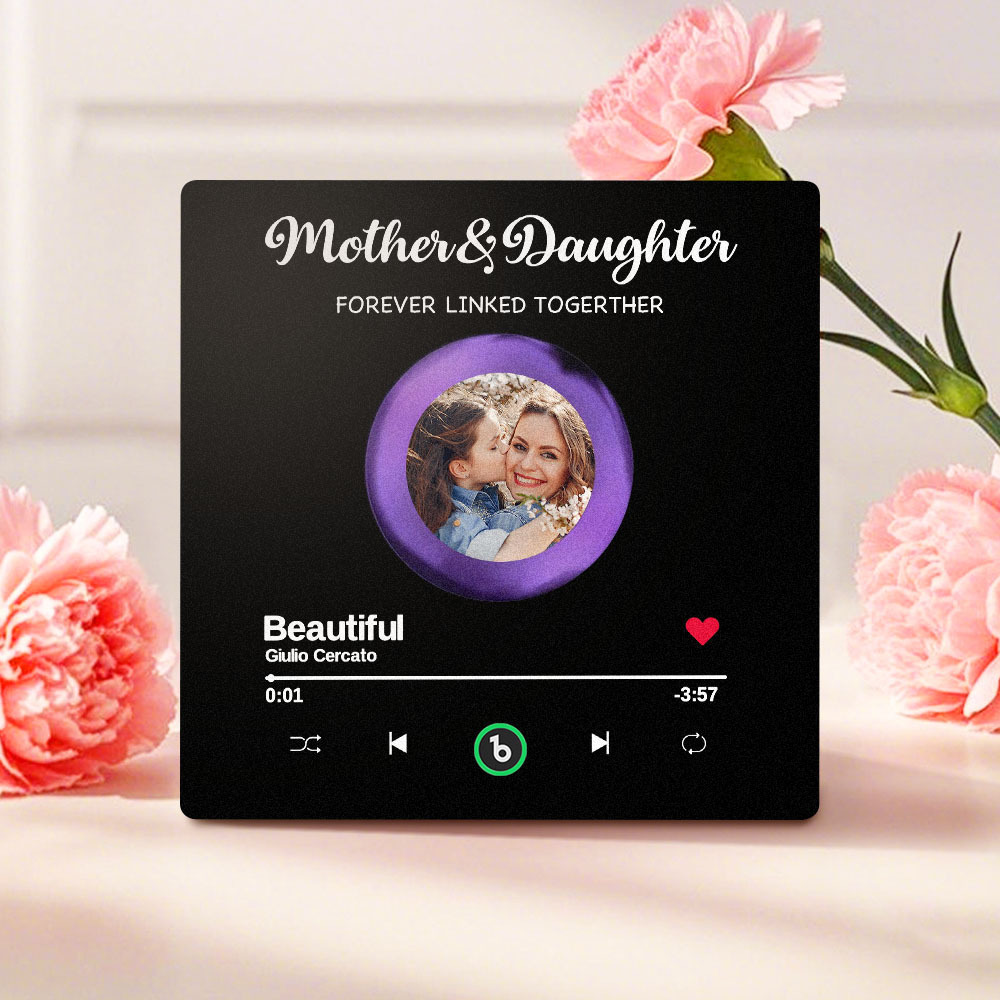 Personalisiertes Foto „mutter Und Tochter Für Immer Miteinander Verbunden“ – Personalisierter Kühlschrankmagnet Mit Musik, Der Lieder Abspielen Kann – Muttertagsgeschenk - dephotoblanket