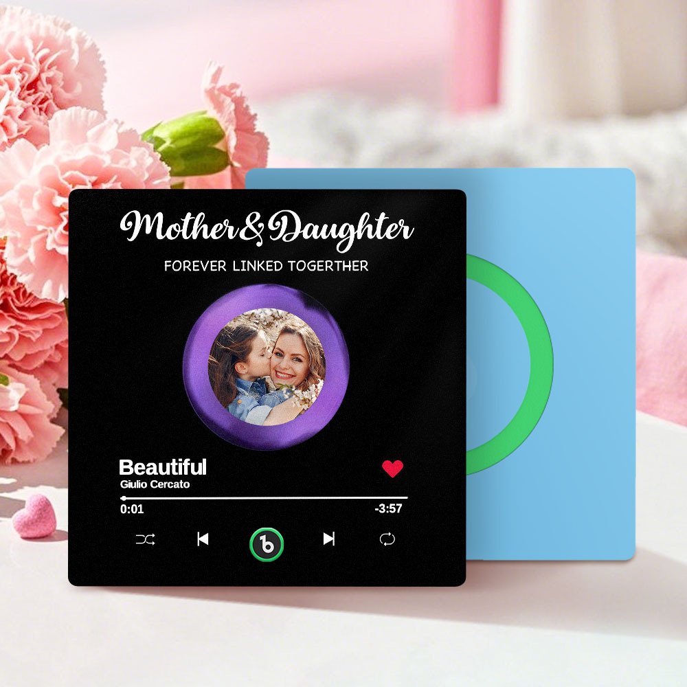 Personalisiertes Foto „mutter Und Tochter Für Immer Miteinander Verbunden“ – Personalisierter Kühlschrankmagnet Mit Musik, Der Lieder Abspielen Kann – Muttertagsgeschenk - dephotoblanket
