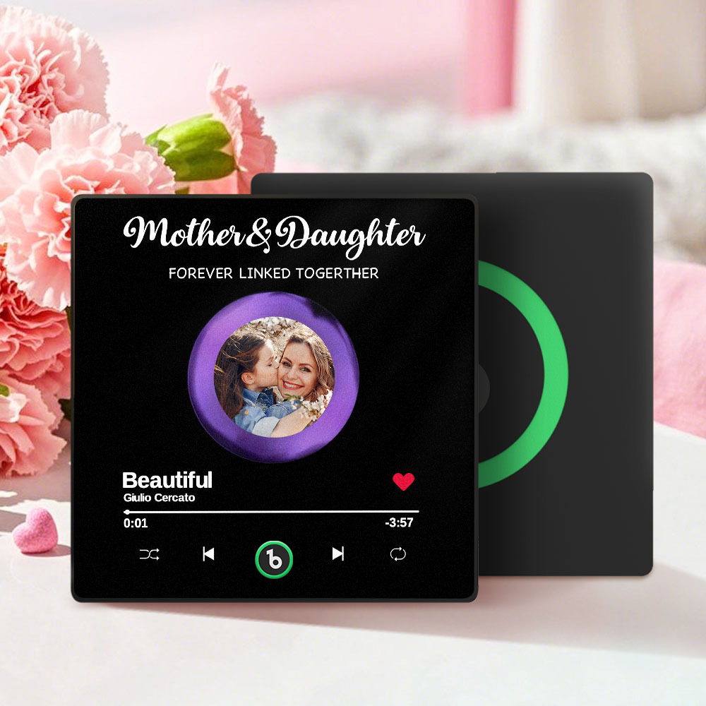 Personalisiertes Foto „mutter Und Tochter Für Immer Miteinander Verbunden“ – Personalisierter Kühlschrankmagnet Mit Musik, Der Lieder Abspielen Kann – Muttertagsgeschenk - dephotoblanket