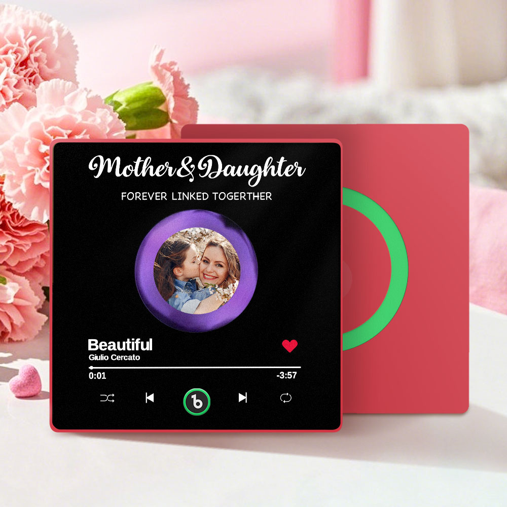 Personalisiertes Foto „mutter Und Tochter Für Immer Miteinander Verbunden“ – Personalisierter Kühlschrankmagnet Mit Musik, Der Lieder Abspielen Kann – Muttertagsgeschenk