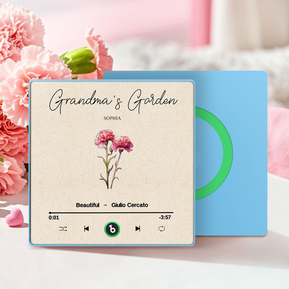 Omas Garten Retro Geburt Blumenstrauß Personalisierte Musik Kühlschrankmagnet, Geschenk Für Oma, Mama - dephotoblanket