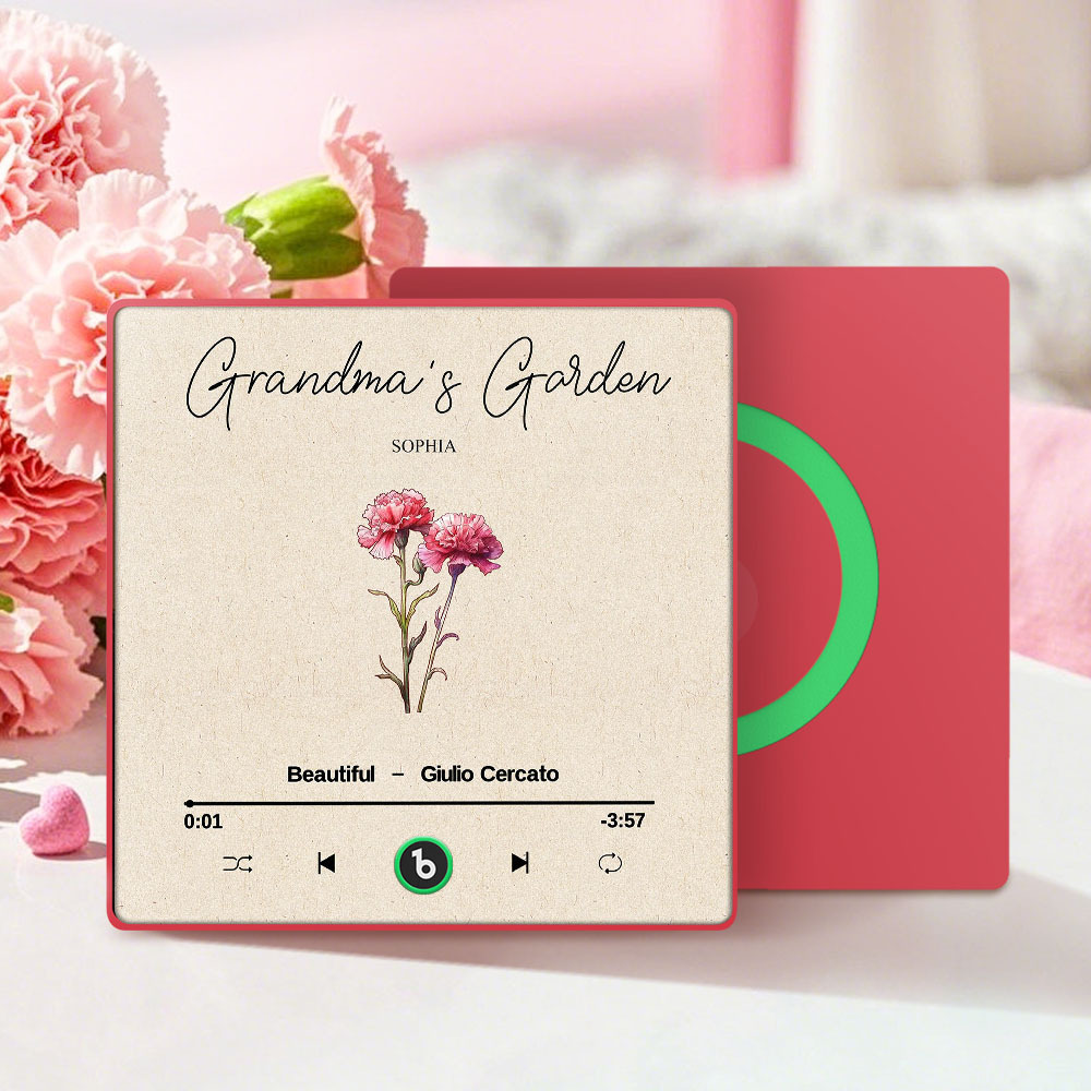 Omas Garten Retro Geburt Blumenstrauß Personalisierte Musik Kühlschrankmagnet, Geschenk Für Oma, Mama - dephotoblanket