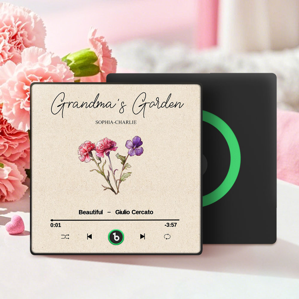 Omas Garten Retro Geburt Blumenstrauß Personalisierte Musik Kühlschrankmagnet, Geschenk Für Oma, Mama - dephotoblanket