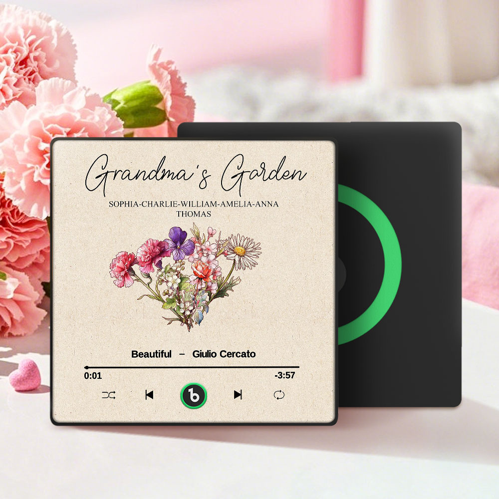 Omas Garten Retro Geburt Blumenstrauß Personalisierte Musik Kühlschrankmagnet, Geschenk Für Oma, Mama - dephotoblanket