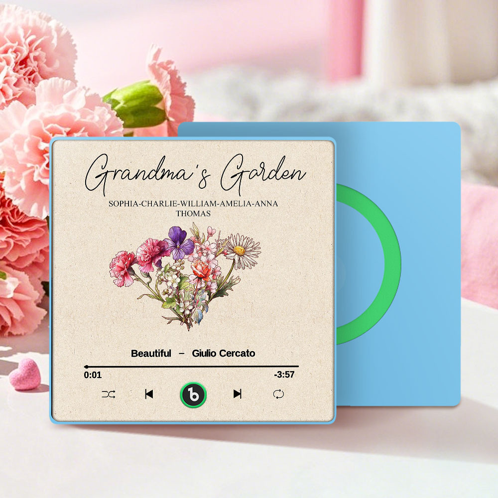 Omas Garten Retro Geburt Blumenstrauß Personalisierte Musik Kühlschrankmagnet, Geschenk Für Oma, Mama - dephotoblanket