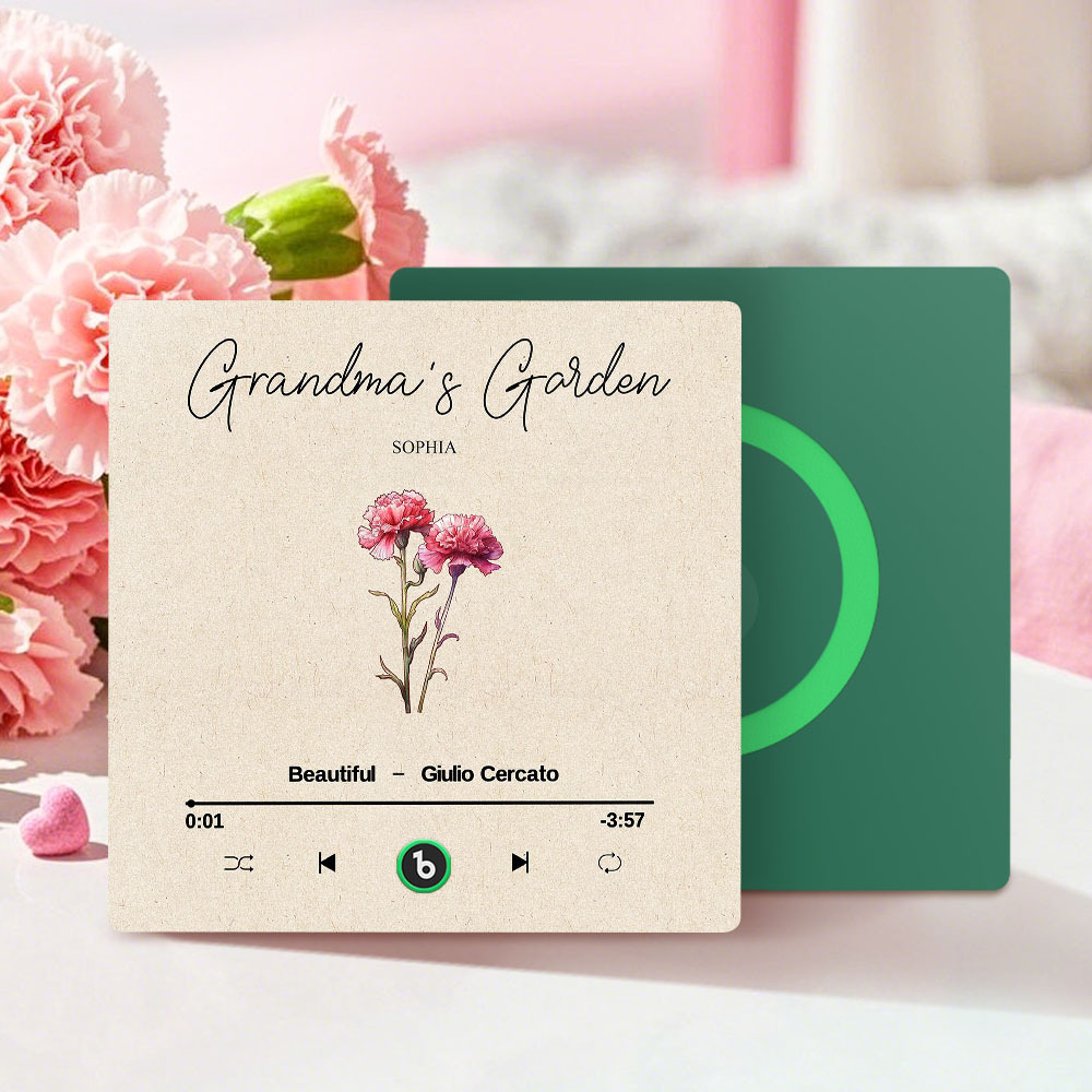 Omas Garten Retro Geburt Blumenstrauß Personalisierte Musik Kühlschrankmagnet, Geschenk Für Oma, Mama - dephotoblanket