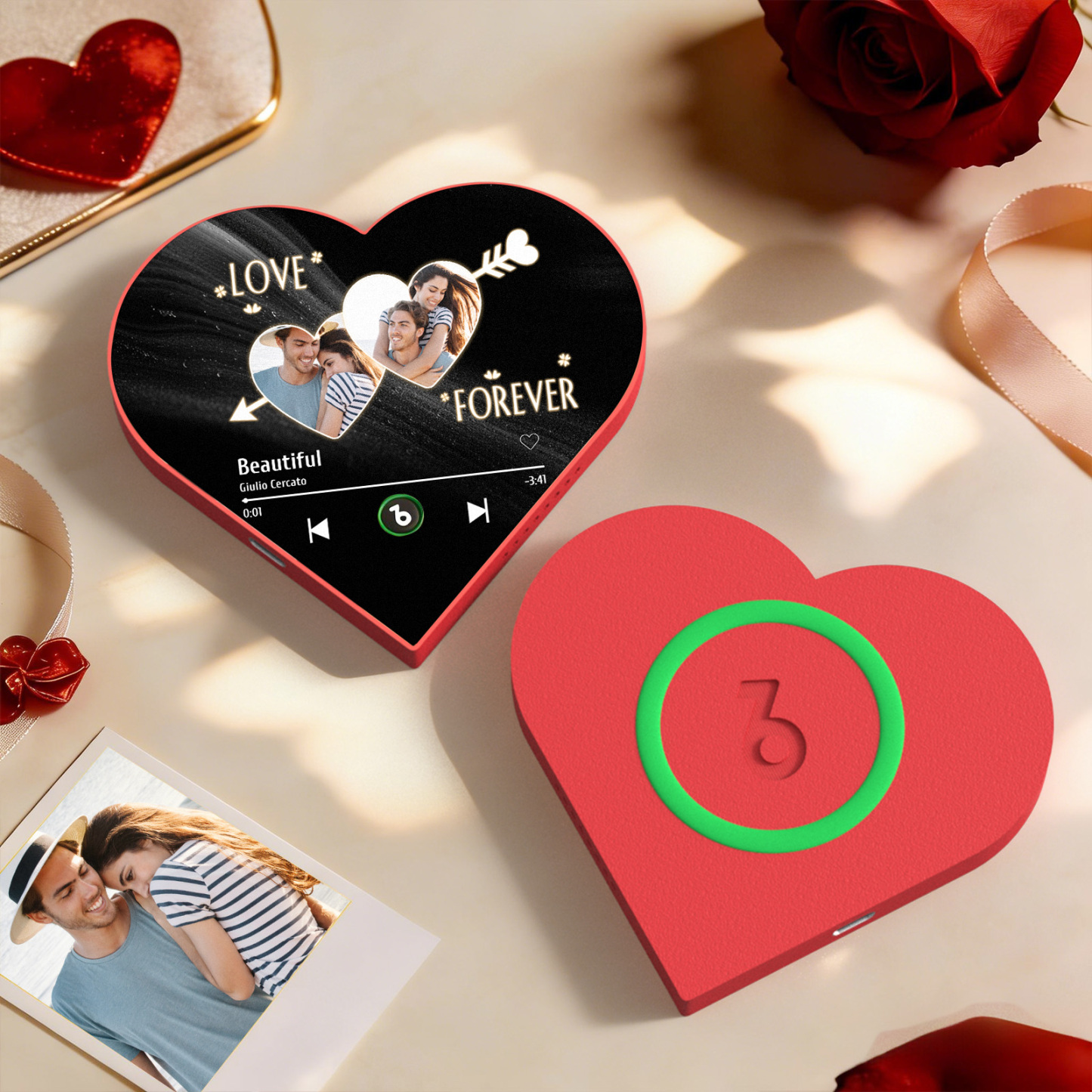 Personalisierter Herzförmiger Kühlschrankmagnet Mit Musikfoto – Romantisches Geschenk Für Paare Zum Valentinstag – „liebe Für Immer“ - dephotoblanket