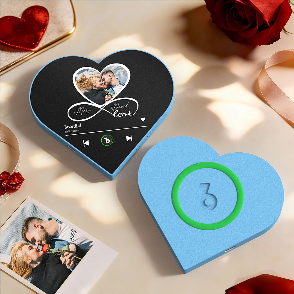 Personalisierter Herzförmiger Kühlschrankmagnet Mit Foto Und Musik – Romantisches Geschenk Für Paare Zum Valentinstag – Inbegriff Unendlicher Liebe - dephotoblanket