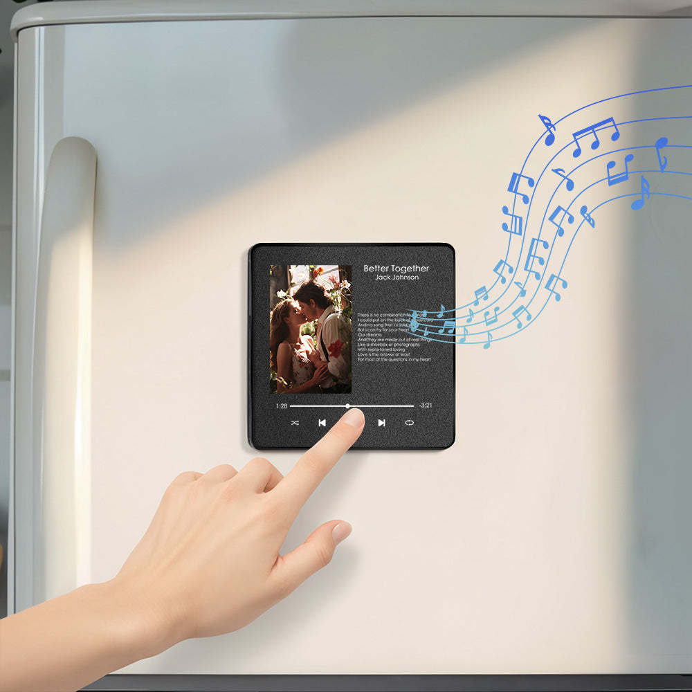 Personalisierter Album-kühlschrankmagnet, Professioneller Wand-fotoaufkleber, Kann Lieder Abspielen Und Die Lautstärke Anpassen, Text, Geschenk Für Paare - dephotoblanket